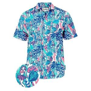 Tipsy Elves The Island Breeze Hawaiian Shirt Hoolah Palm Sz Small Hawaiian Print